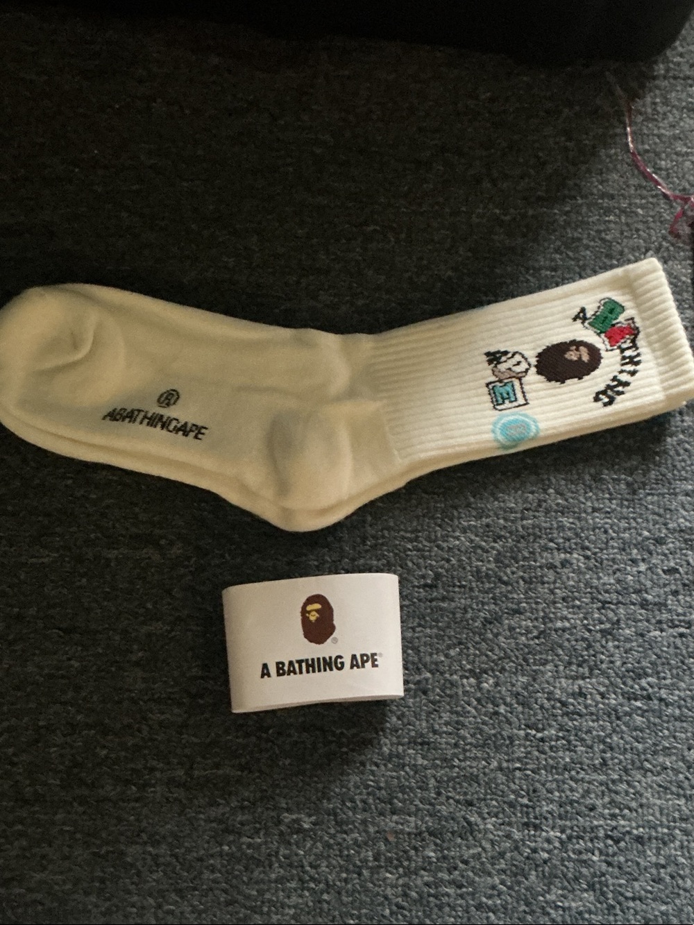 Cream Crew Socks with Graphic Logo